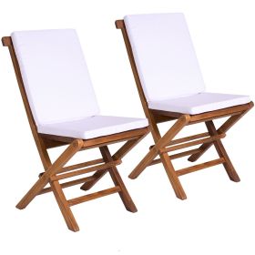 Folding Chair Set with White Cushions