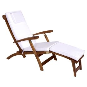 5-Position Steamer Chair with White Cushions