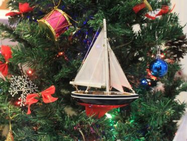 Wooden Endeavour Model Sailboat Christmas Ornament 9""