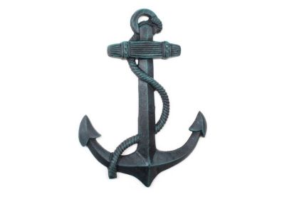 Seaworn Blue Cast Iron Anchor 17""