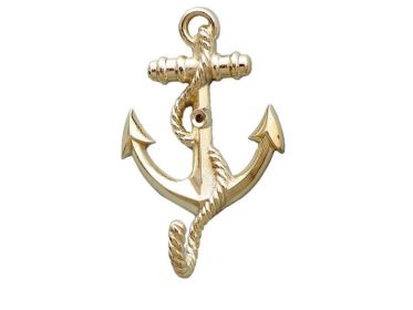 Gold Finish Anchor With Rope Hook 5""