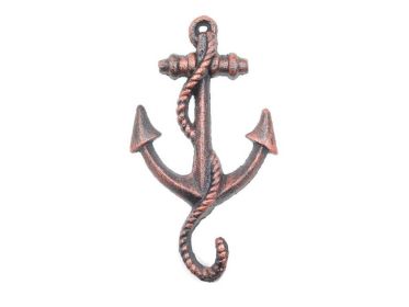 Rustic Copper Cast Iron Anchor Hook 5""