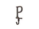 Rustic Copper Cast Iron Letter P Alphabet Wall Hook 6""