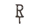 Rustic Copper Cast Iron Letter R Alphabet Wall Hook 6""