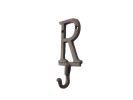 Rustic Copper Cast Iron Letter R Alphabet Wall Hook 6""