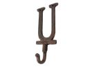 Rustic Copper Cast Iron Letter U Alphabet Wall Hook 6""