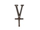 Rustic Copper Cast Iron Letter V Alphabet Wall Hook 6""