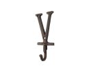 Rustic Copper Cast Iron Letter V Alphabet Wall Hook 6""