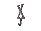 Rustic Copper Cast Iron Letter X Alphabet Wall Hook 6""