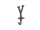 Rustic Copper Cast Iron Letter Y Alphabet Wall Hook 6""