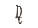 Rustic Copper Cast Iron Letter D Alphabet Wall Hook 6""