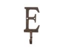 Rustic Copper Cast Iron Letter E Alphabet Wall Hook 6""