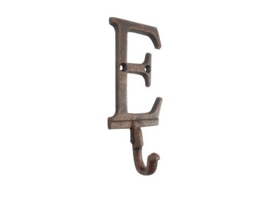 Rustic Copper Cast Iron Letter E Alphabet Wall Hook 6""