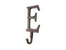 Rustic Copper Cast Iron Letter E Alphabet Wall Hook 6""