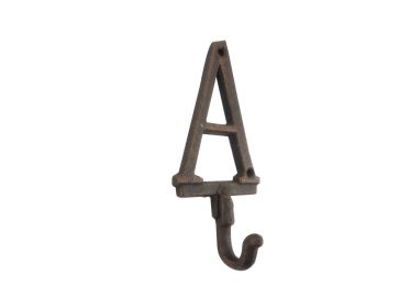 Rustic Copper Cast Iron Letter A Alphabet Wall Hook 6""