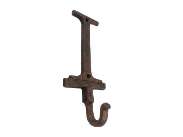 Rustic Copper Cast Iron Letter I Alphabet Wall Hook 6""