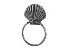 Antique Silver Cast Iron Seashell Towel Holder 8.5""