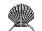 Antique Silver Cast Iron Seashell Towel Holder 8.5""