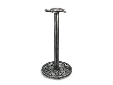 Antique Silver Cast Iron Sea Turtle Extra Toilet Paper Stand 13""