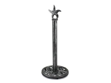 Rustic Silver Cast Iron Starfish Extra Toilet Paper Stand 15&quot;