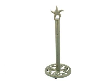 Rustic Seaworn Bronze Cast Iron Starfish Extra Toilet Paper Stand 15&quot;