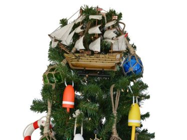 Wooden HMS Victory Model Ship Christmas Tree Topper Decoration