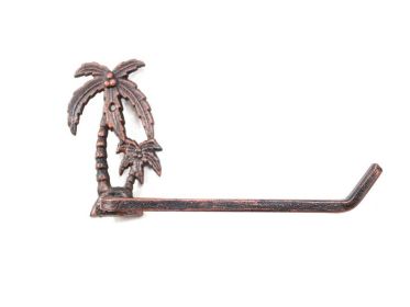 Rustic Copper Cast Iron Palm Tree Toilet Paper Holder 10&quot;