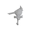 Whitewashed Cast Iron Baltimore Oriole Sitting on a Tree Branch Decorative Metal Wall Hook 6.5""