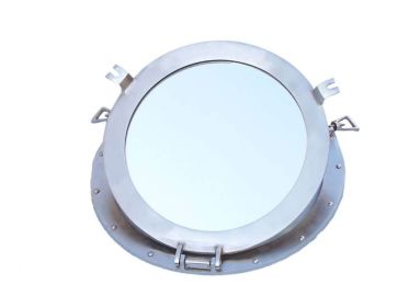 Brushed Nickel Deluxe Class Decorative Ship Porthole Window 17""