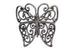 Rustic Silver Cast Iron Butterfly Trivet 8""