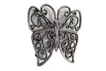 Rustic Silver Cast Iron Butterfly Trivet 8""