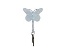 Whitewashed Cast Iron Butterly Decorative Metal Wall Hook 5""