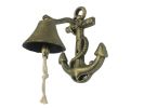 Rustic Gold Cast Iron Wall Mounted Anchor Bell 8""