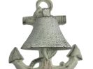 Rustic Whitewashed Cast Iron Wall Mounted Anchor Bell 8""