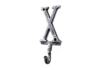 Rustic Silver Cast Iron Letter X Alphabet Wall Hook 6""