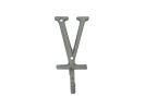 Whitewashed Cast Iron Letter V Alphabet Wall Hook 6""