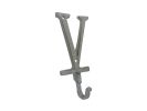 Whitewashed Cast Iron Letter V Alphabet Wall Hook 6""