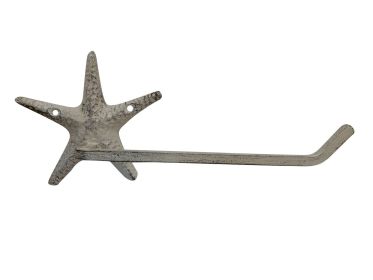 Aged White Cast Iron Starfish Toilet Paper Holder 10""