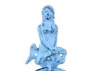 Rustic Dark Blue Whitewashed Cast Iron Mermaid Towel Holder 8.5""