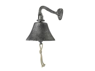 Rustic Silver Cast Iron Hanging Ship's Bell 6&quot;