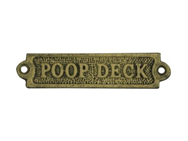 Rustic Gold Cast Iron Poop Deck Sign 6&quot;