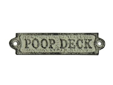 Whitewashed Cast Iron Poop Deck Sign 6&quot;