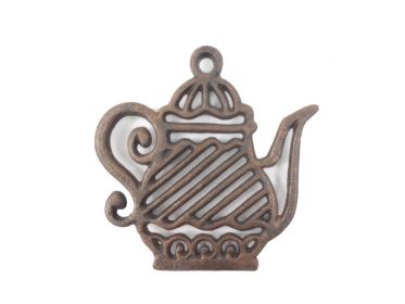 Rustic Copper Cast Iron Teapot Trivet 9""