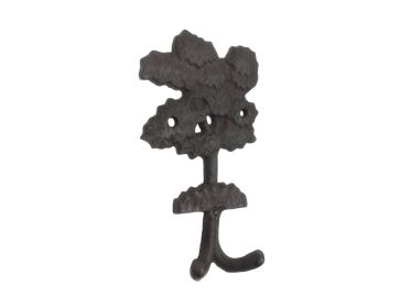 Cast Iron Oak Tree Decorative Metal Wall Hooks 6.5""