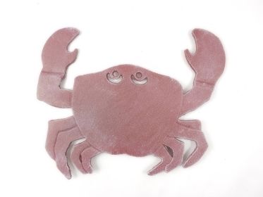 Rustic Red Whitewashed Cast Iron Crab Trivet 11""