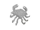 Whitewashed Cast Iron Decorative Crab with Six Metal Wall Hooks 7""