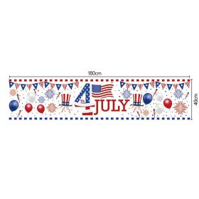 1pc 180*40cm Happy 4th of July Banner Outdoor Independence Day Flag National Day Yard Sign Decorations American Party Supplies