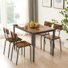 Dining Table Set 5-Piece Dining Chair with Backrest; Industrial style; Sturdy construction(Rustic Brown; 43.31''L*27.56''W*30.32''H)