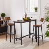 Swivel bar stool set of 2 with backrest; industrial style; metal frame; (Rustic Brown)