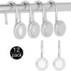 Silver Shower Curtain Hook, Zinc Alloy Round, Set of 12